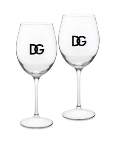  Set of two Dolce & Gabbana wine glasses, DG Logo 