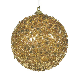 Christmas ornament-Gold bauble with zircons