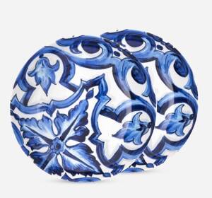 Dolce&Gabbana set of two porcelain soup plates, Blu Mediterraneo 