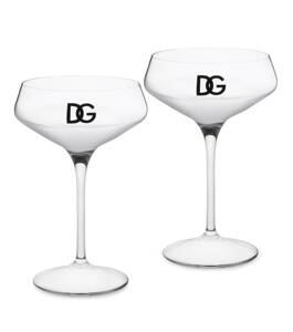 Set of two Dolce & Gabbana champagne glasses, DG Logo