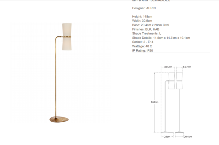 Aerin Clarkson Floor Lamp Products Lighting Floor lamps