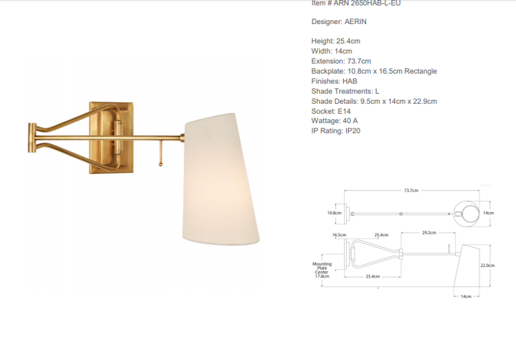 Aerin Keil Swing Arm wall lamp