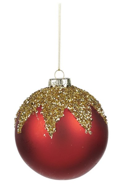 Christmas ornament - Red Bomb with gold glitter