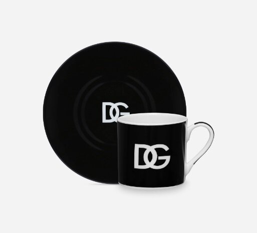 Dolce&Gabbana set of two tea cups and saucers, DG Logo