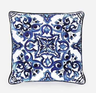 Dolce&Gabbana velvet cushion, Blu Mediterraneo 