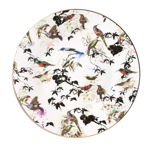 Large platter by Roberto Cavalli Home, from the Garden's Birds collection 