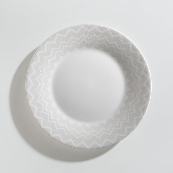 Missoni Home dessert plate, from the Zig Zag White collection.