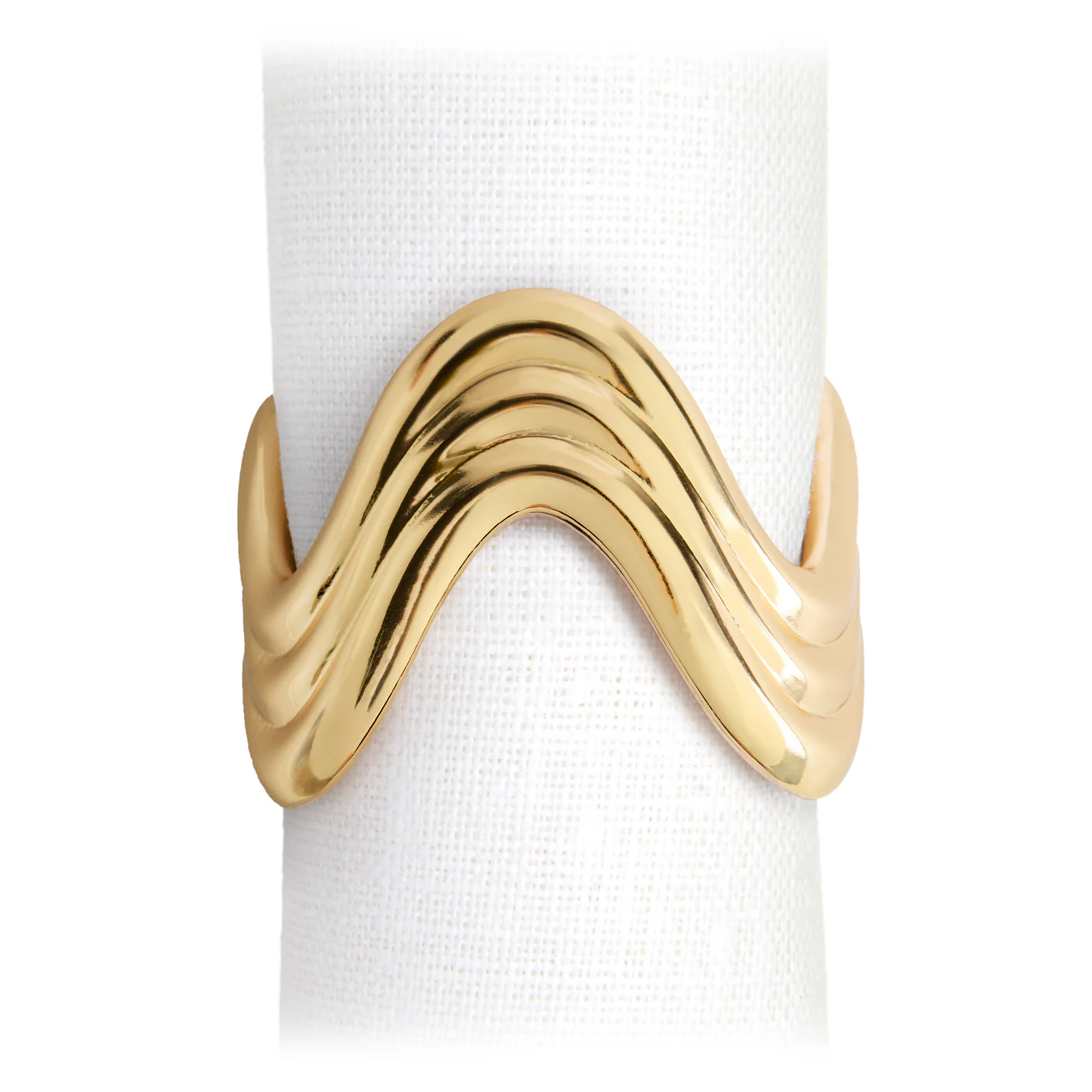 Set of four L'Objet napkin rings, Ripple 