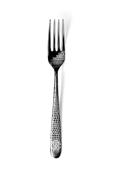 Set of six Roberto Cavalli Home cake forks, from the Lizzard (Platin) collection