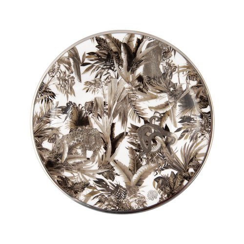 Set of six Roberto Cavalli Home dessert plates, from the Tropical Jungle (Black) collection