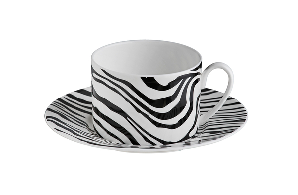 Set of six Roberto Cavalli Home tea cups, from the Zebrage collection 