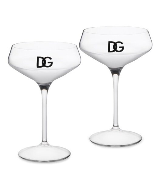 Set of two Dolce & Gabbana champagne glasses, DG Logo 