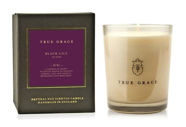 True Grace Black Lilly scented candle, from the Manor collection
