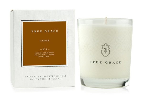 True Grace Cedar scented candle, from the Village collection