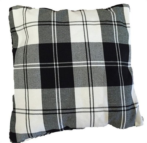 White and black checkered decorative pillow