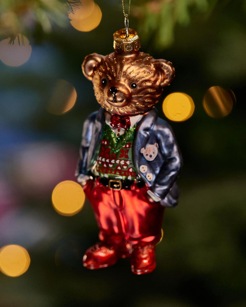 Christmas ornament - Teddy bear in a red checked jacket