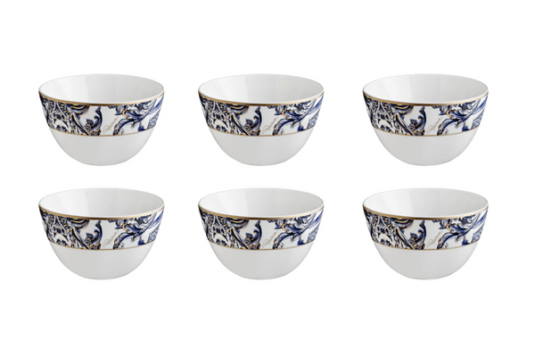 Set of six rice bowls from the Roberto Cavalli Home Azulejos collection