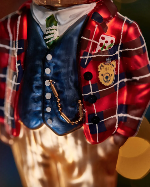 Christmas ornament - Teddy bear in a red checked jacket