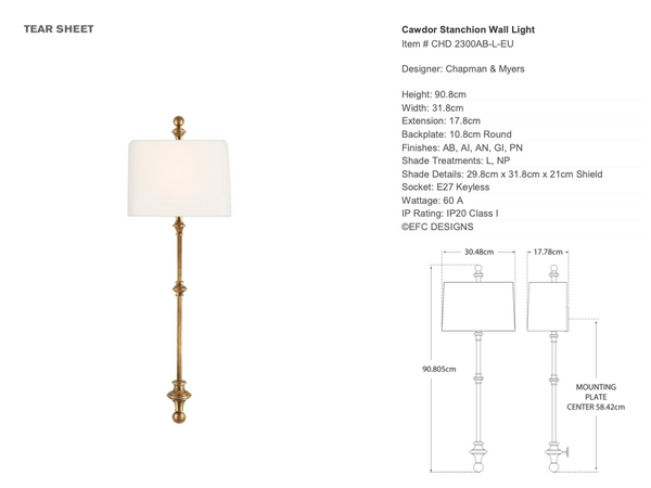 Lampa ścienna Chapman & Myers Cawdor marki Visual Comfort