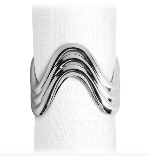 Set of four L'Objet napkin rings, Ripple