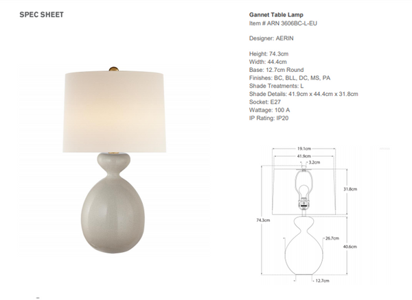 Lampa stołowa Aerin Gannet marki Visual Comfort