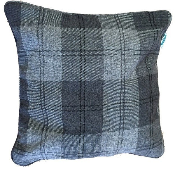 Gray checkered decorative pillow