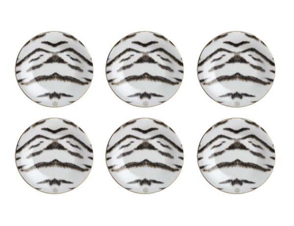 Set of six Roberto Cavalli Home bread and butter plates from the Tiger collection