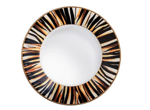 Set of six Roberto Cavalli Home dinner plates from the Ray of Gold collection