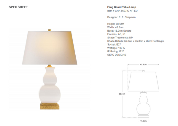 Table Lamp E.F Chapman Fang Gourd