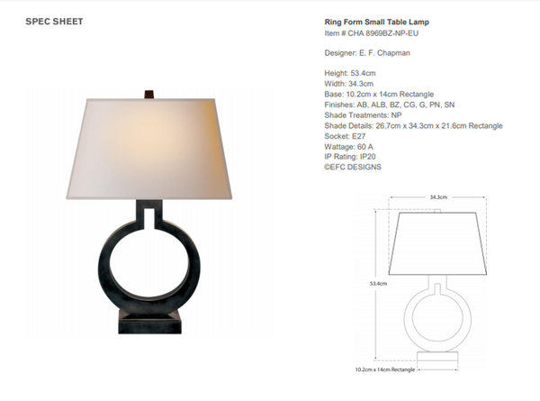 Lampa stołowa Chapman & Myers Ring Form Small marki Visual Comfort