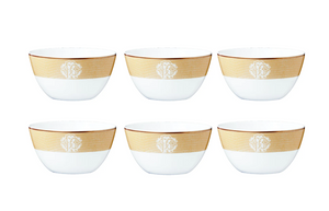 Set of six Roberto Cavalli Home rice bowls from the Lizzard Gold collection
