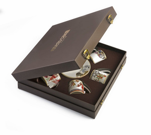 Set of six Roberto Cavalli Home coffee cups, from the Flowers collection 