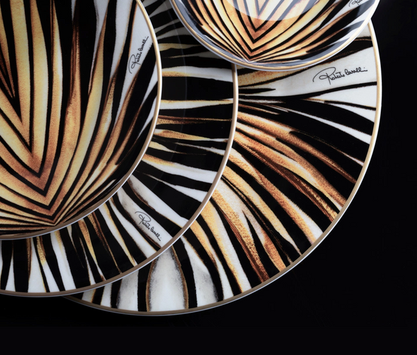 Zestaw sześciu filiżanek do herbaty marki Roberto Cavalli Home, z kolekcji Ray of Gold