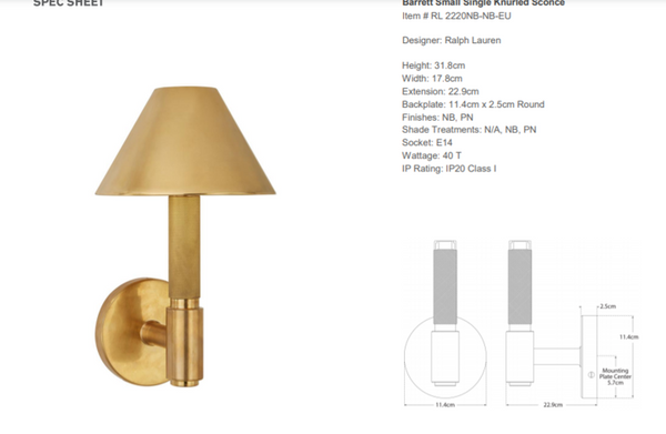 Ralph Lauren Home Barrett Small wall lamp