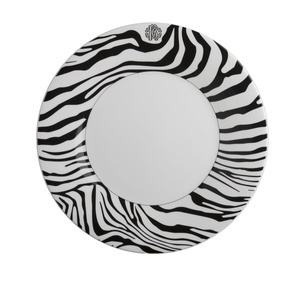 Set of six Roberto Cavalli Home dinner plates, from the Zebrage collection