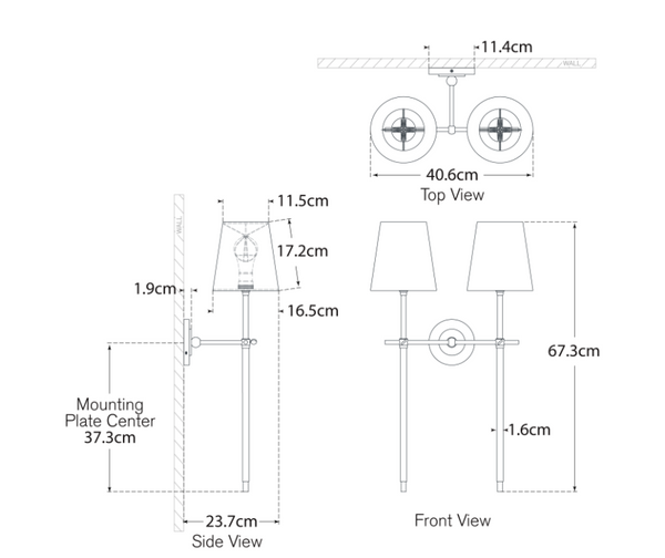Thomas O'Brien Bryant Large Double wall lamp