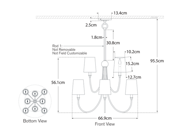 Żyrandol Reed Large projektu Thomas O'Brien
