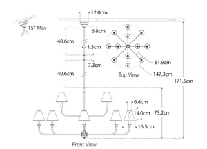 Piaf Grande Two-Tier chandelier designed by Thomas O'Brien Bryant Large Billiard pendant lamp by Thomas O'Brien by Visual Comfort