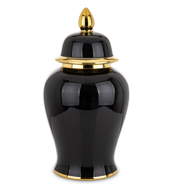 Vase L black and gold