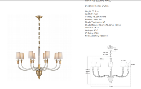 Thomas O'Brien Vivian Large Chandelier