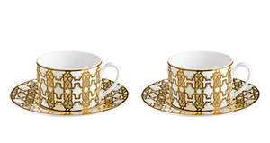 Zestaw dwóch filiżanek do herbaty Roberto Cavalli Home, z kolekcji Monogram Gold