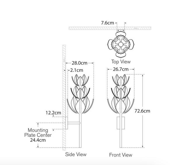 Alberto Extra Large Three Tier wall lamp designed by Julie Neill