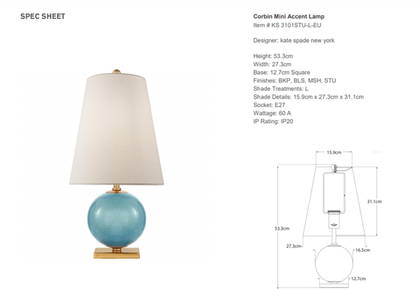 Lampa stołowa Kate Spade New York Corbin marki Visual Comfort