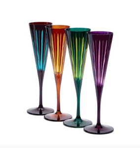 Set of four L'Objet Champagne glasses from the Prism collection