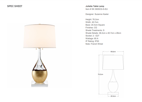 Lampa stołowa Suzanne Kasler Juliette marki Visual Comfort