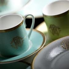 Set of six dessert plates by Roberto Cavalli Home, from the Lizzard (Sunrise) collection