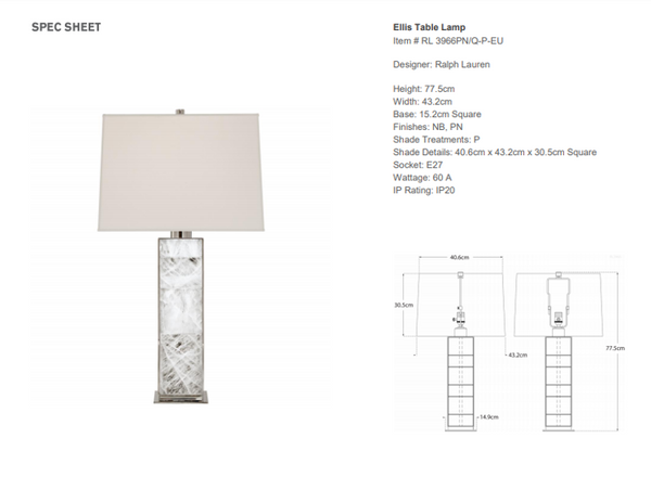 Lampa stołowa Ralph Lauren Home Ellis