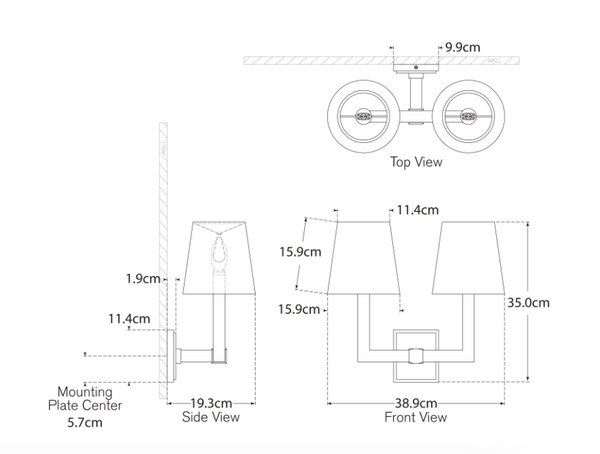 Square Tube Double wall lamp by Chapman & Myers