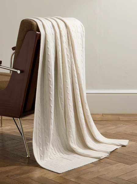 Koc kaszmirowy marki Ralph Lauren Home, z kolekcji Cable Cashmere (cream)