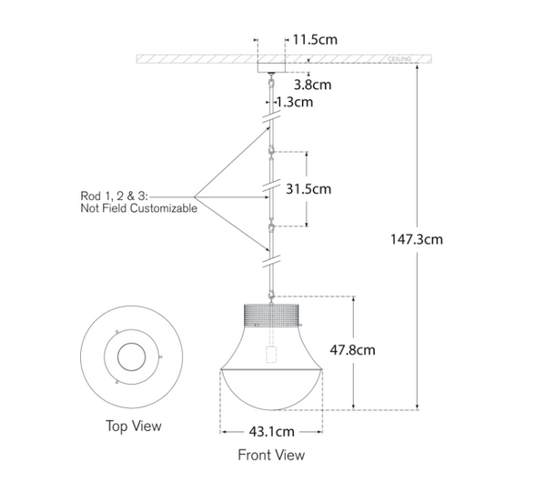 Lampa wisząca Precision Large projektu Kelly Wearstler marki Visual Comfort